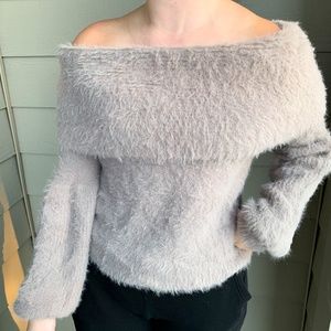 Leith Nordstrom Fuzzy Grey Sweater XS